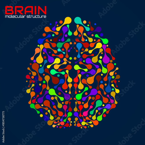 Human brain of molecular structure, idea for your design, vector illustration