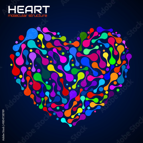 Heart of molecular structure, idea for your design, vector illustration