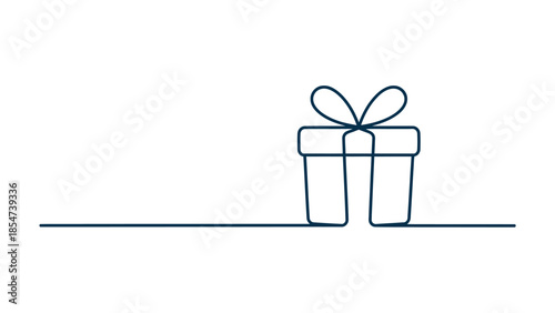 minimal gift box line illustration representing present and surprise concept, celebration event, birthday and holiday packaging, festive reward and special occasion on white background 