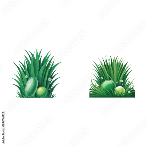 Lush green grass foliage vector with morning dew and soft light effect