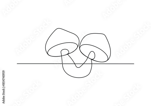 Continuous one line drawing Mushroom icon of outline vector illustration 