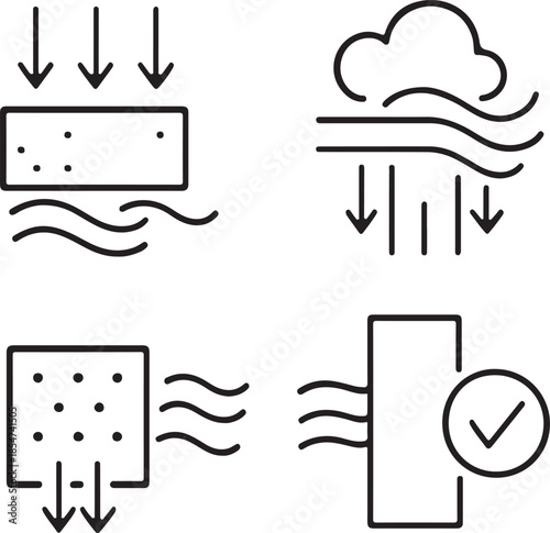 Filtration air icon logo symbol set in clean vector style, isolated on white for HVAC, health, and UI use