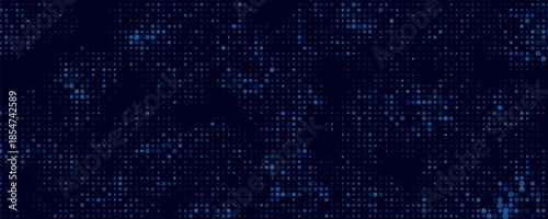 High speed dot moving technology concept. stripes halftone with blue light. speed movement pattern and motion blur over dark blue background