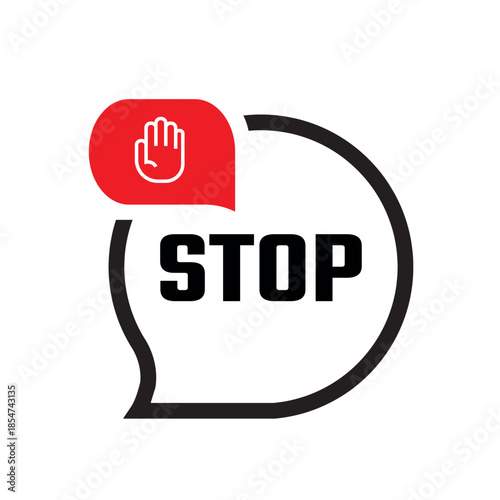 Red stop sign. Vector icon