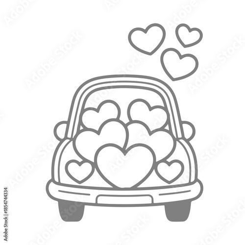 Hearts and balloons car icon