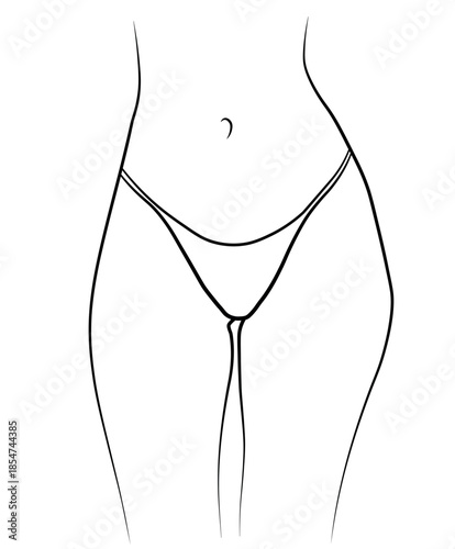 Woman swimsuit bikini panties hand drawn