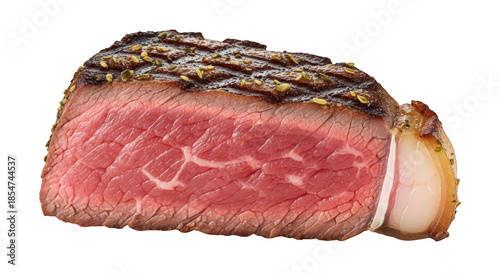 Grilled beef steak slice with herbs and fat meat food