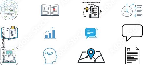 Collection of various business and communication icons in a grid layout