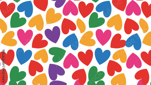 Colorful Heart Pattern - A Vibrant and Playful Background of Various Hues