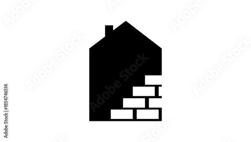Brick House symbol, black isolated silhouette