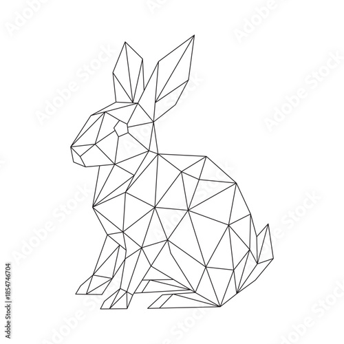 Polygonal line art of rabbit vector