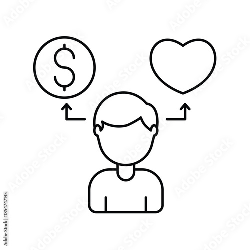 Expectations  icon with white background vector stock illustration