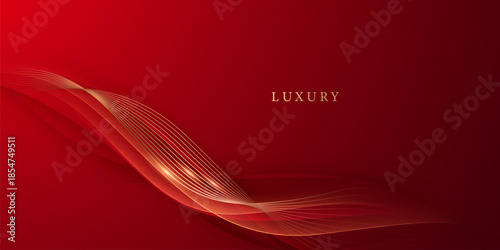 Abstract background design modern red and gold geometric elements vector illustration
