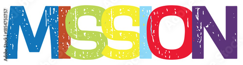 MISSION overlapping vector letters icon banner