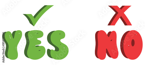 3D Yes and No decision symbols