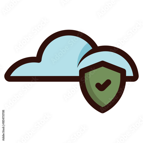 cloud server secured icon illustration