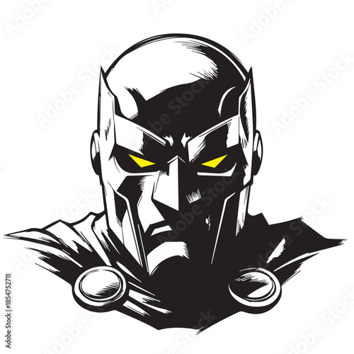 Scary Villain Face in Black and White Background with Dark Expression and Dramatic Horror Mood