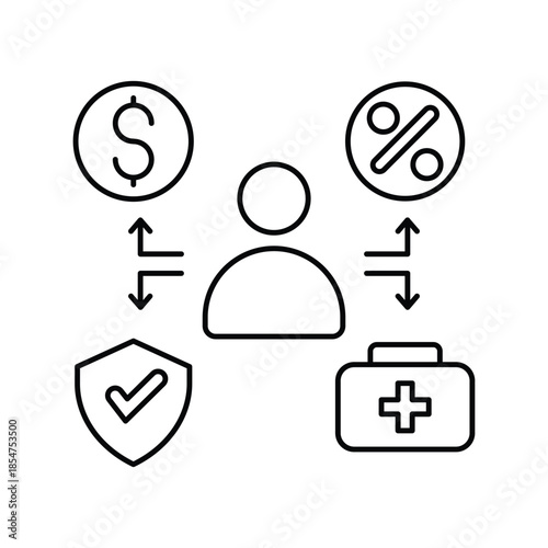 Employee Benefits icon with white background vector stock illustration