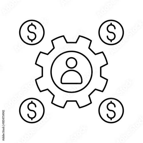 Money Management icon with white background vector stock illustration
