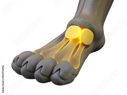3D medical illustration of highlighted foot joints