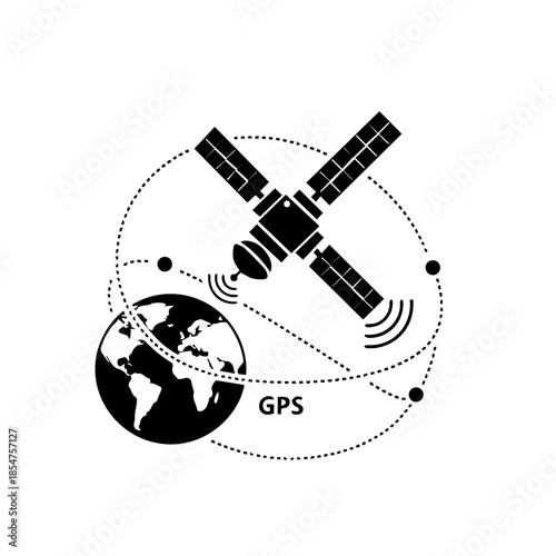 Global positioning system satellite orbiting earth