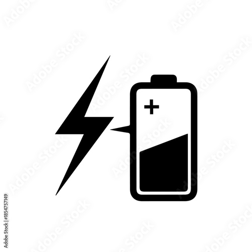 Battery with lightning bolt