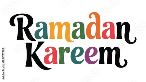 Ramadan Kareem: A vibrant illustration showcasing the words Ramadan Kareem in a colorful and artistic design.