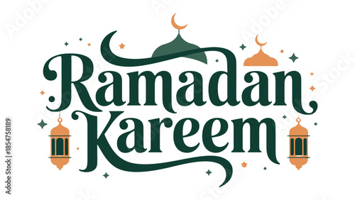 Ramadan Kareem: A festive and artistic illustration capturing the essence of Ramadan, featuring ornate mosque domes, crescent moons, and stars in a captivating display of cultural celebration.