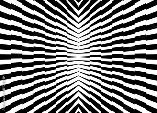 Symmetrical Vector pattern of thick broken black lines on a white background in retro style. Basis for covers, advertising, posters, labels. Striped design element. Vector background. Diverging rays