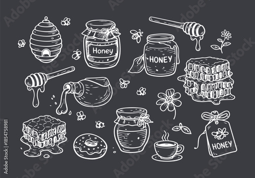 Hand-drawn Honey Elements Collection