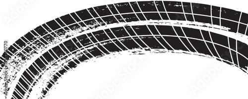 Tire treker background for rally, drift, motocross, offroad and other automotive and motorbike sports. Tire marks are black on a white background. vector