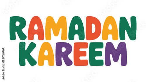 Ramadan Kareem: Vibrant words Ramadan Kareem in a captivating composition, perfect for festive celebrations and conveying warm wishes for the holy month.