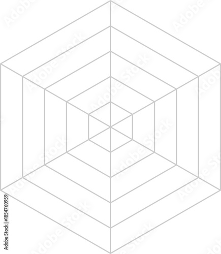 六角形のレーダーチャートの背景、クモの巣状のグラフ