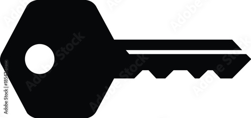 Simple Dark Blue Key Illustration Symbolizing Security and Access on a Clean White Background