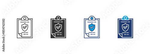 Policy Icon Set Multiple Style Collection