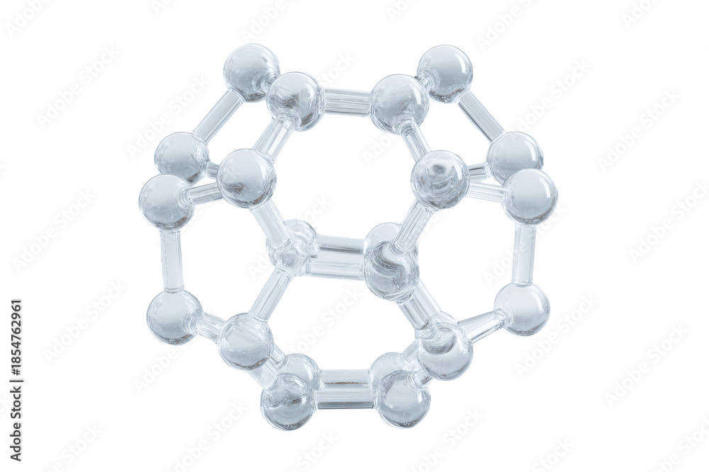 Fototapeta premium Transparent geodesic dome molecule structure on black background science chemistry