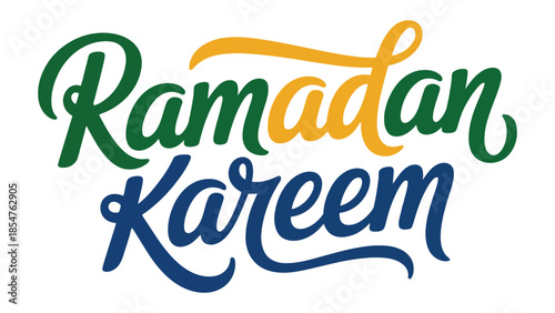 Ramadan Kareem: A vibrant and colorful hand-lettered text in an image, expressing the warmth of the holy month. 