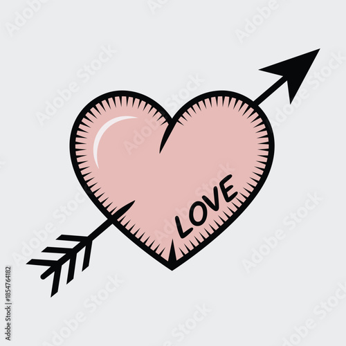 Love Heart with Arrow Isolated on Transparent Background