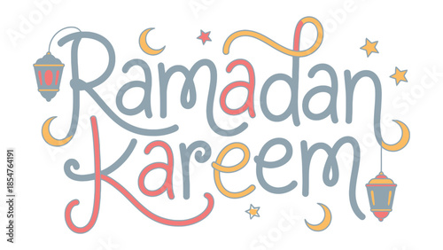 Ramadan Kareem: Celebrate the Islamic month of fasting and reflection with this calligraphic design. It shows a graceful message, full of colors, perfect for conveying the spirit of the holy season.