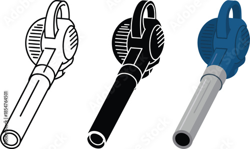 Three Leaf Blowers One Outline One Black One Blue garden tool