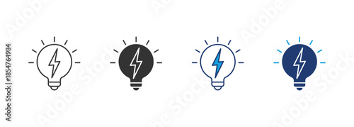 Electricity Icon Set Multiple Style Collection