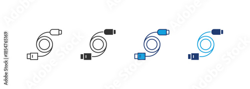 Cable Icon Set Multiple Style Collection