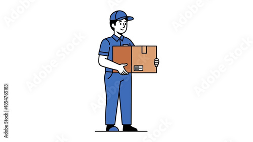 Delivery person holding a package, conceptual illustration for logistics and shipping services