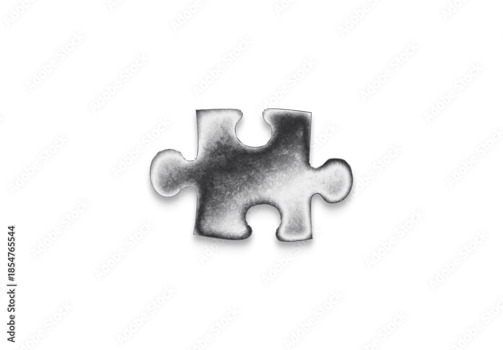 Fototapeta premium Chrome metal 3D logo effect Mockup of Puzzle Piece.
