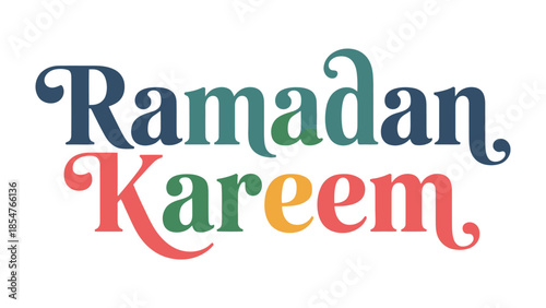 Ramadan Kareem Illustration: Festive and colorful Ramadan Kareem message, a symbol of goodwill and shared joy. A vibrant and decorative display for the holy month.