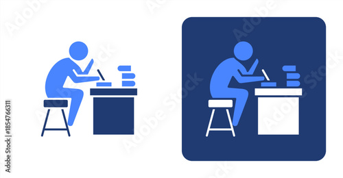 Hard Work Glyph Color , Two-tone color and contrasting background icon illustration