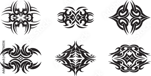 Collection of Six Intricate Tribal Tattoo Designs for Artistic Expression and Body Art