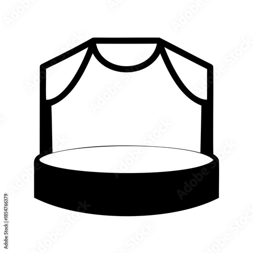 Simple black and white stage with curtains for a theater performance