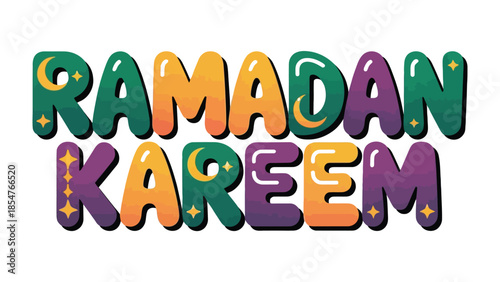 Ramadan Kareem: A vibrant and colorful illustration of the greeting Ramadan Kareem, perfect for festive occasions.