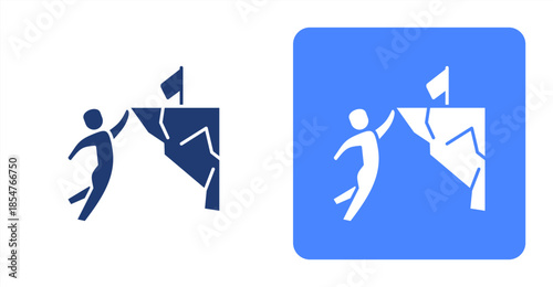 Determination Glyph , Two-tone color and contrasting background icon illustration
